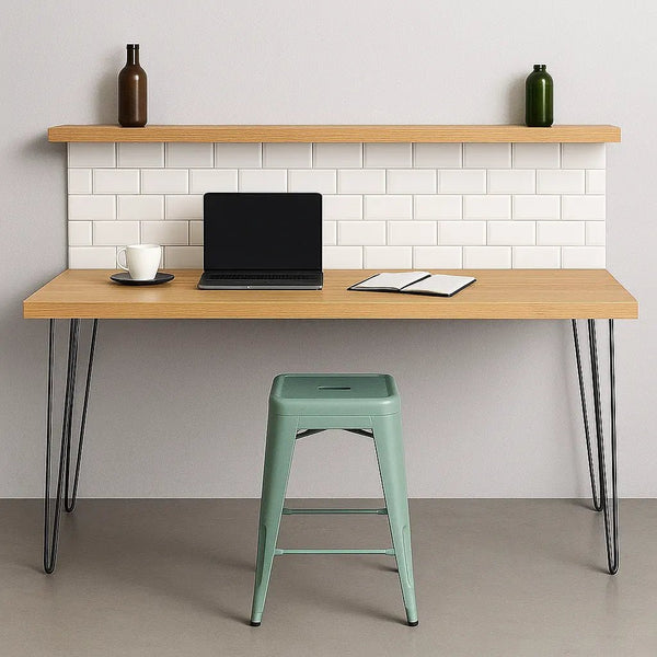 Staved Oak Desk | Modern Hairpin Legs